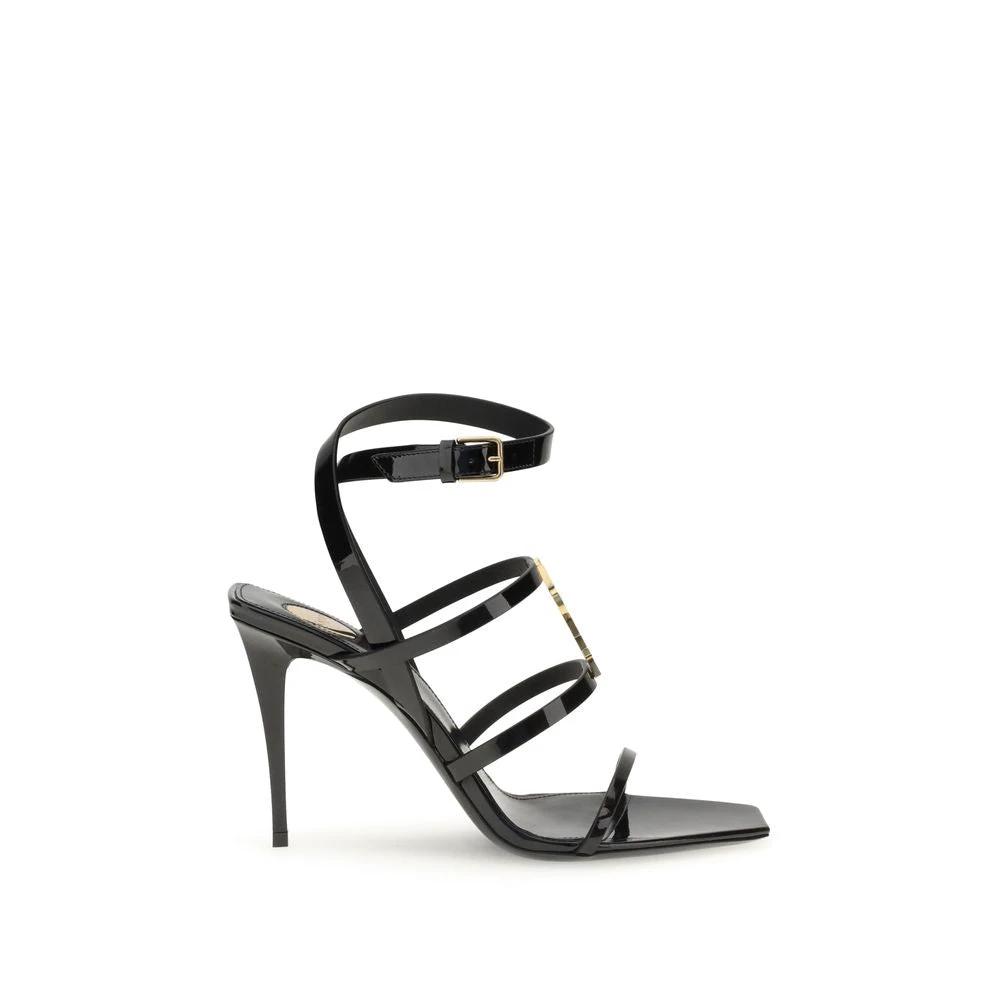 Sandales à talons aiguilles Saint Laurent Bos Taurus en cuir de veau noir
