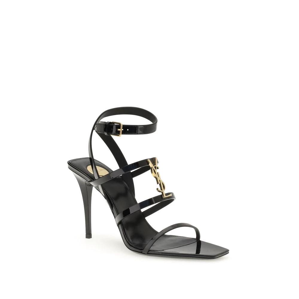 Sandales à talons aiguilles Saint Laurent Bos Taurus en cuir de veau noir