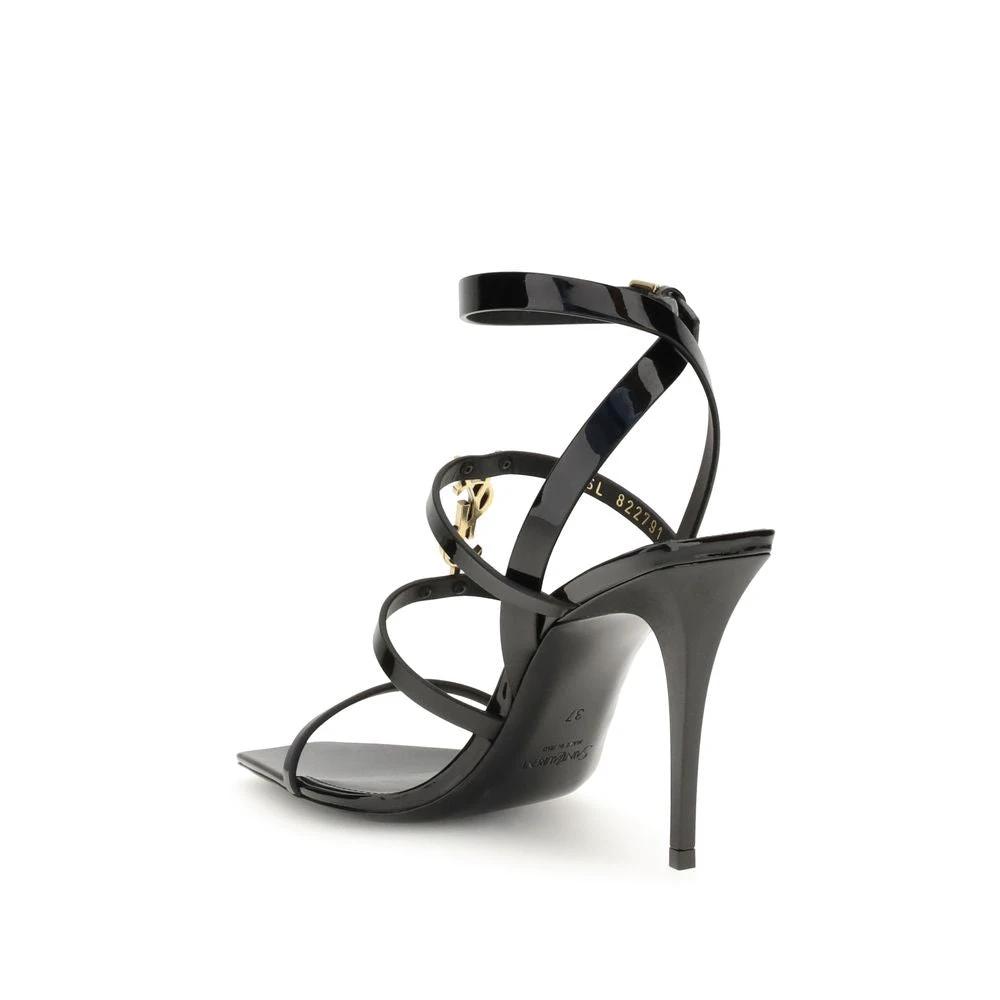 Sandales à talons aiguilles Saint Laurent Bos Taurus en cuir de veau noir