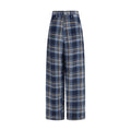 MARBELL Blue Linen Casual Pants