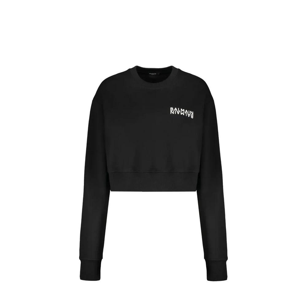 Sweat-shirt Balmain en coton noir