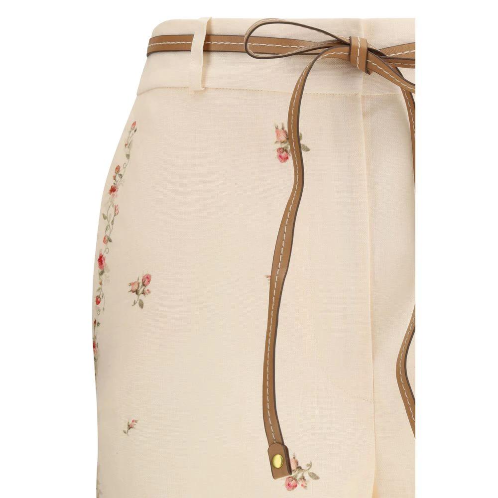 Pantalon évasé en coton beige Zimmermann