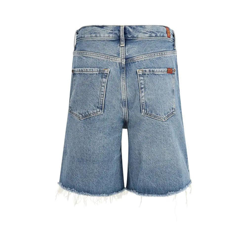 7FOR Blue Cotton Bermuda Shorts
