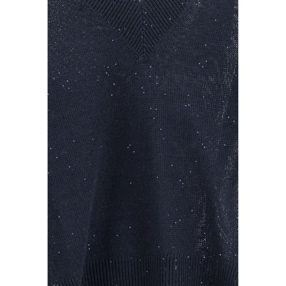 Brunello Cucinelli Blue Linen Sweatshirt