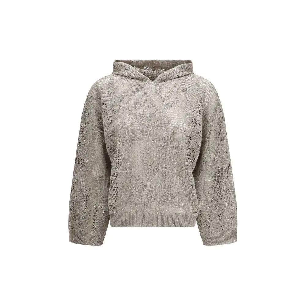 Men’s Beige Linen Hoodie – Brunello Cucinelli Linen Cotton Luxury Sweater SS26