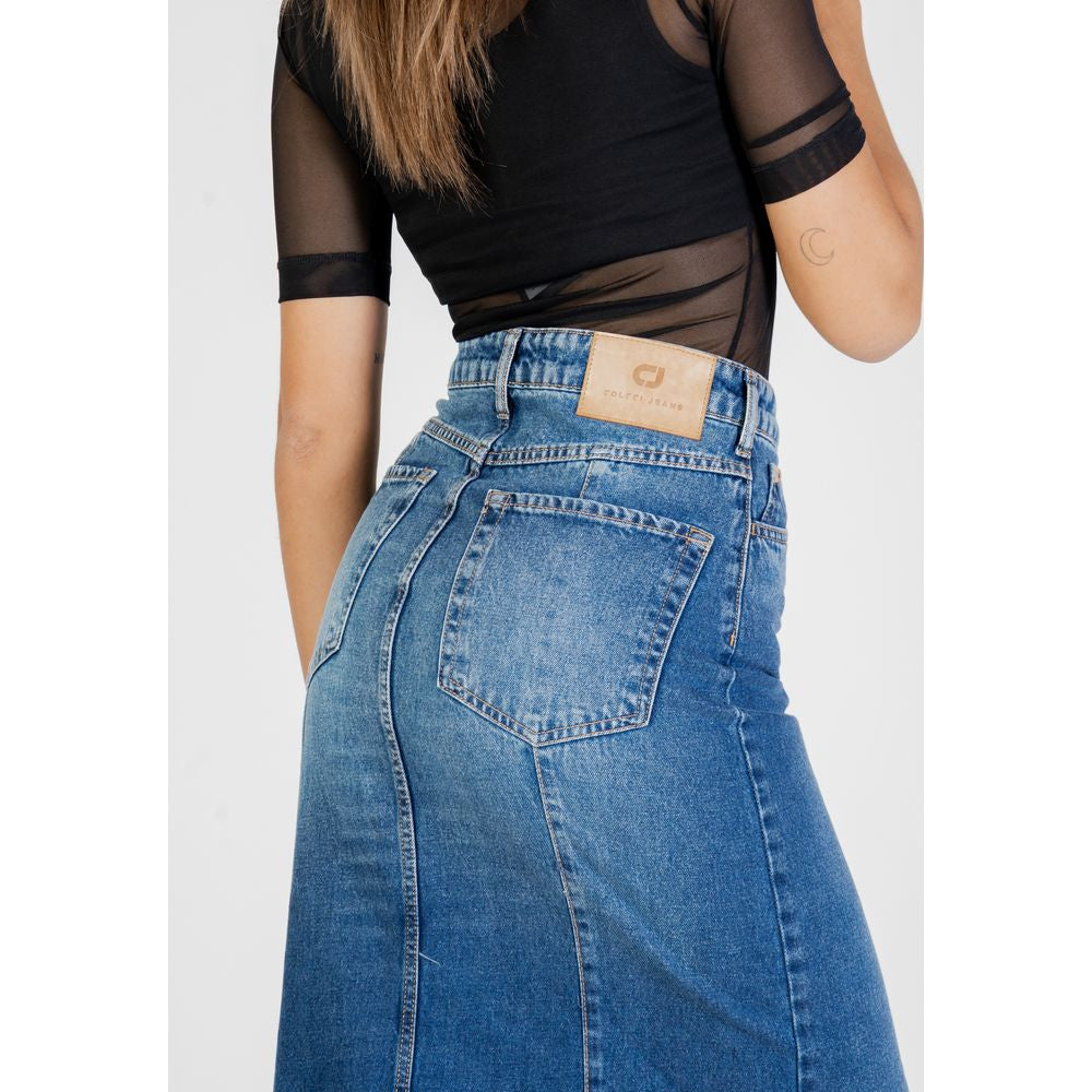 Colcci Blue Cotton Long Skirt
