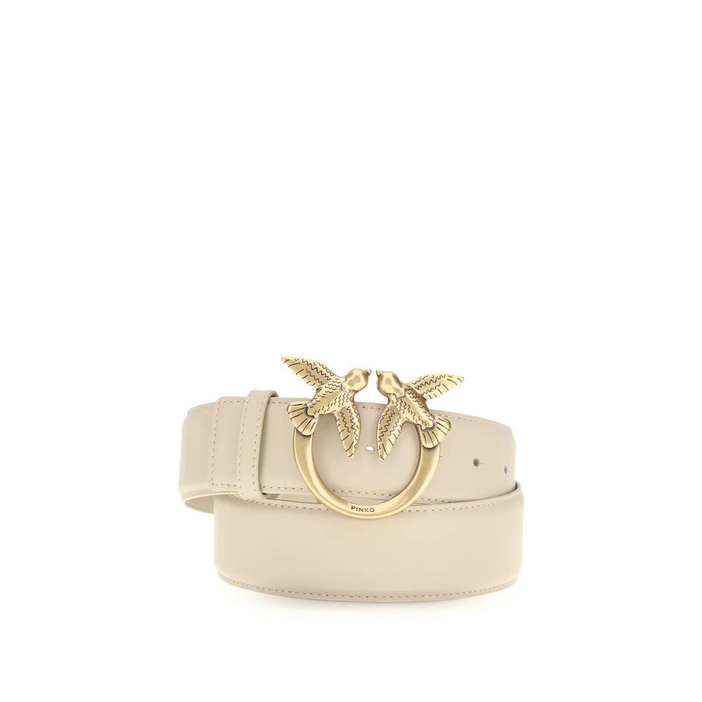 PINKO Beige Calf Leather Bos Taurus Regular Belt