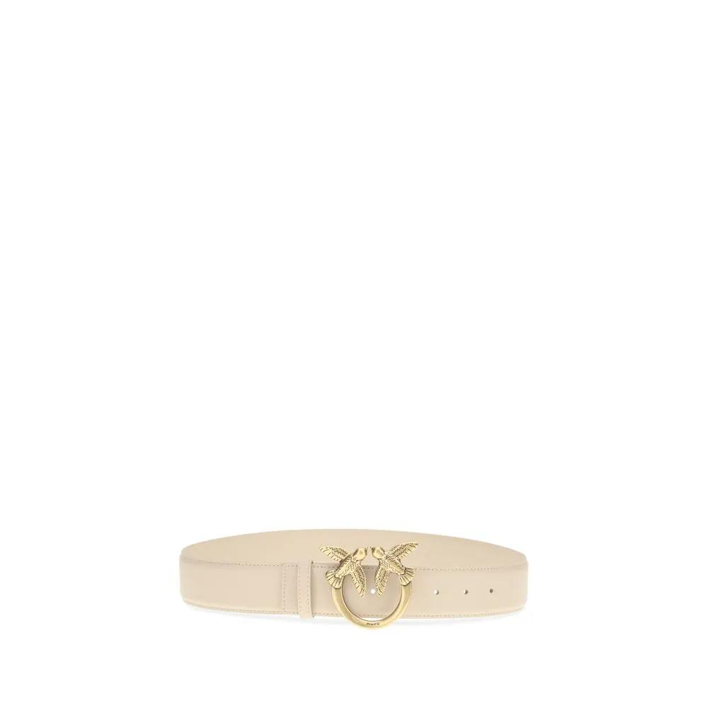 PINKO Beige Calf Leather Bos Taurus Regular Belt