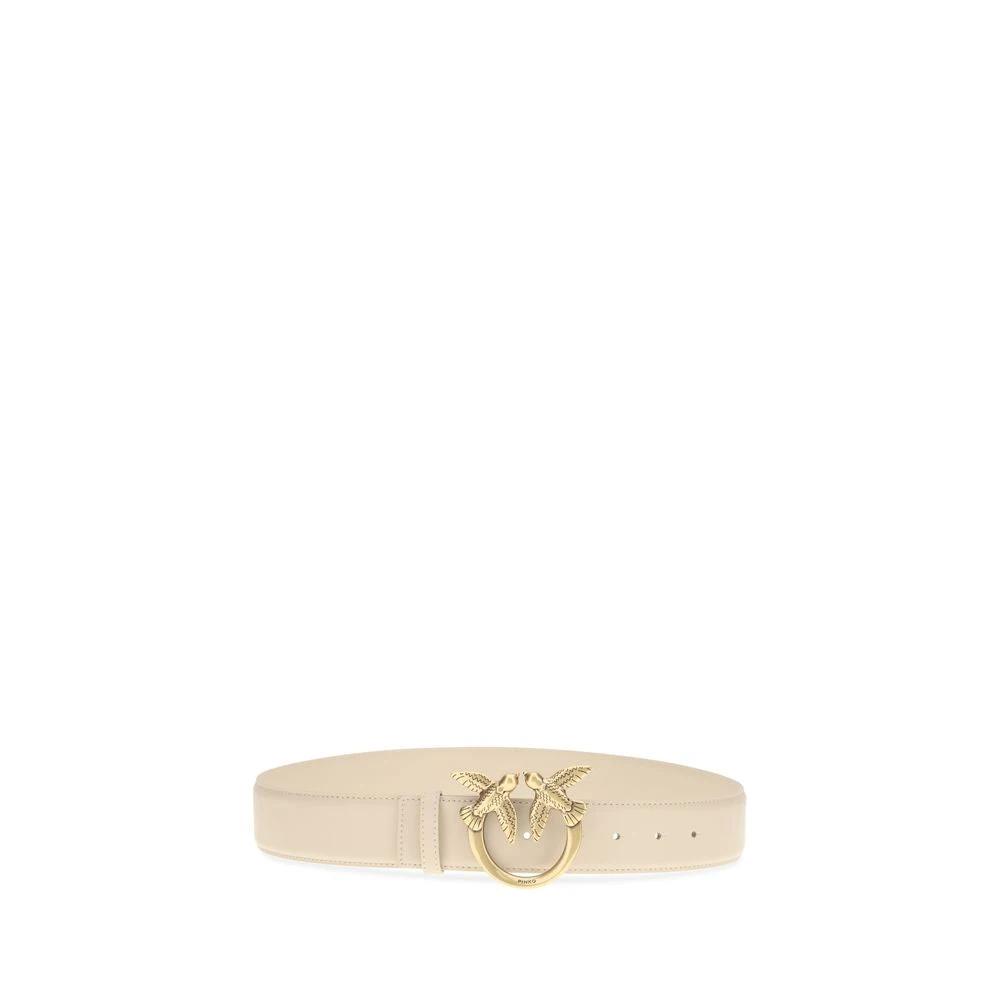 PINKO Beige Calf Leather Bos Taurus Regular Belt