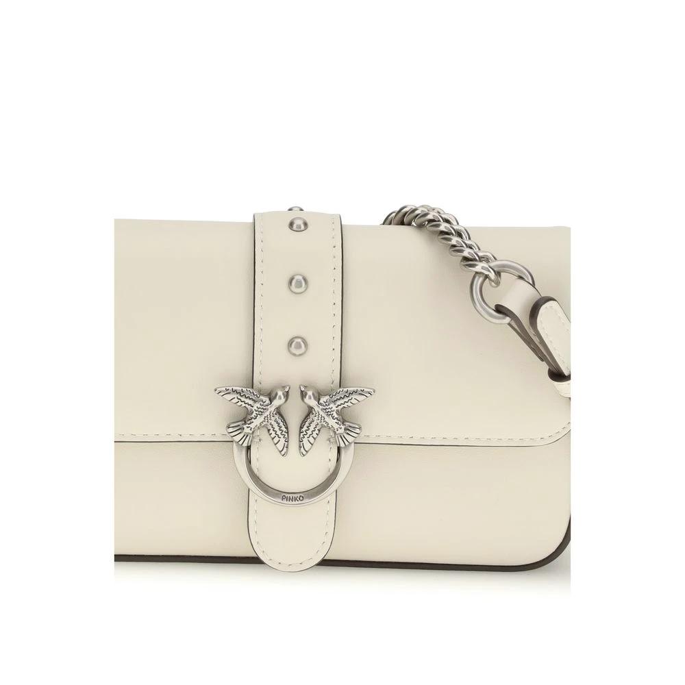 Sac bandoulière PINKO Bos Taurus en cuir de veau blanc