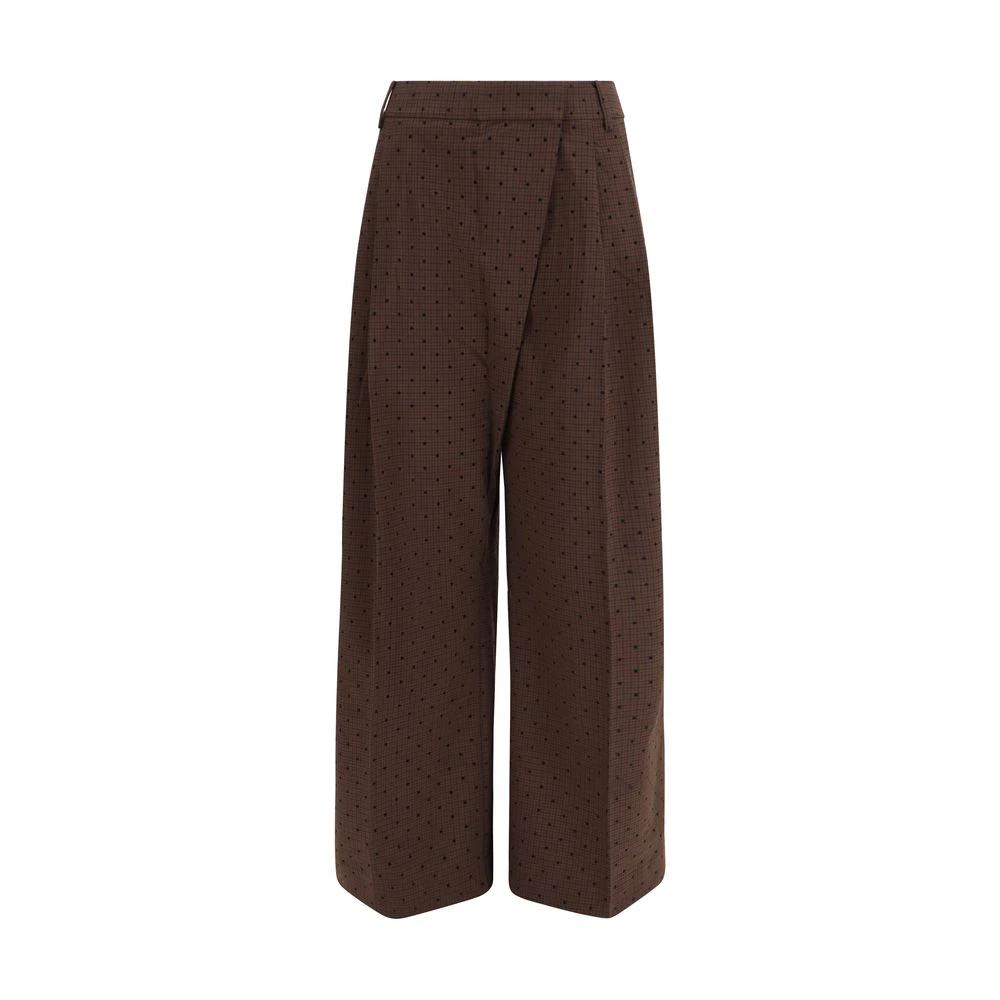 Pantalon décontracté en élasthanne marron Ganni