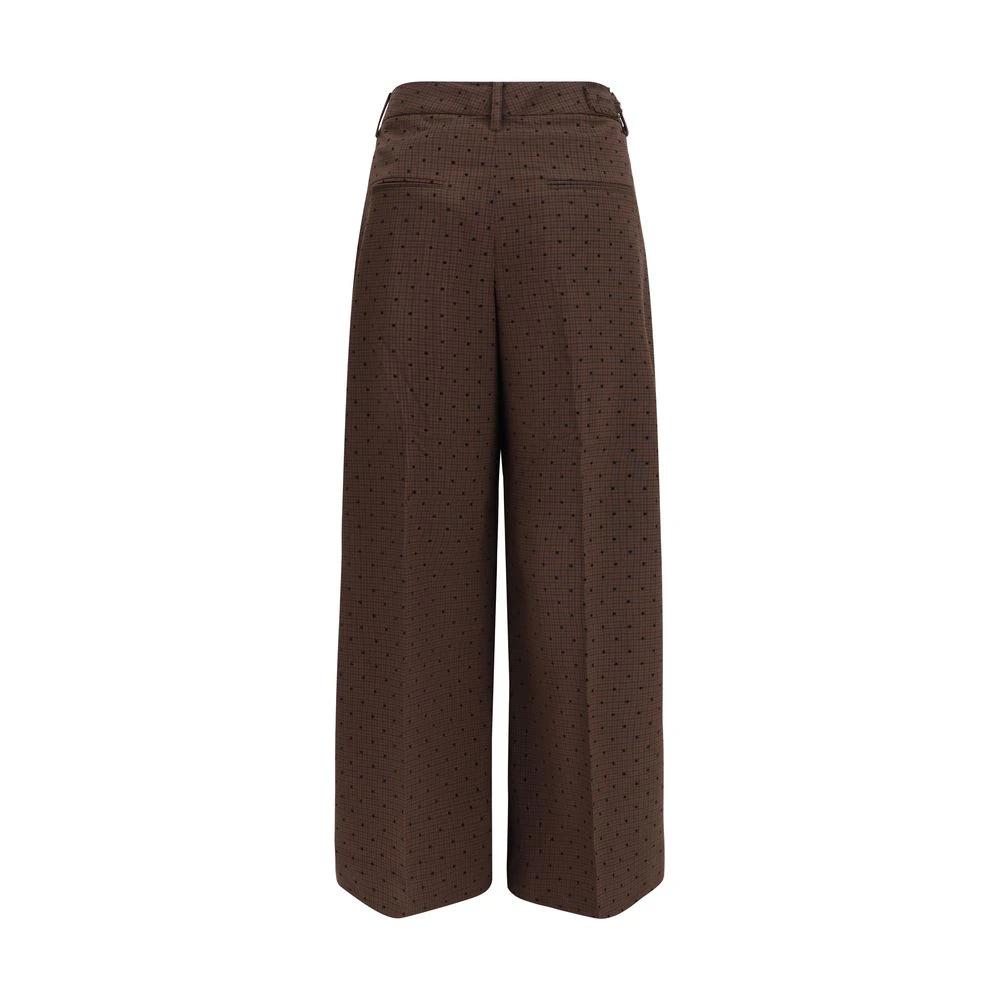 Pantalon décontracté en élasthanne marron Ganni