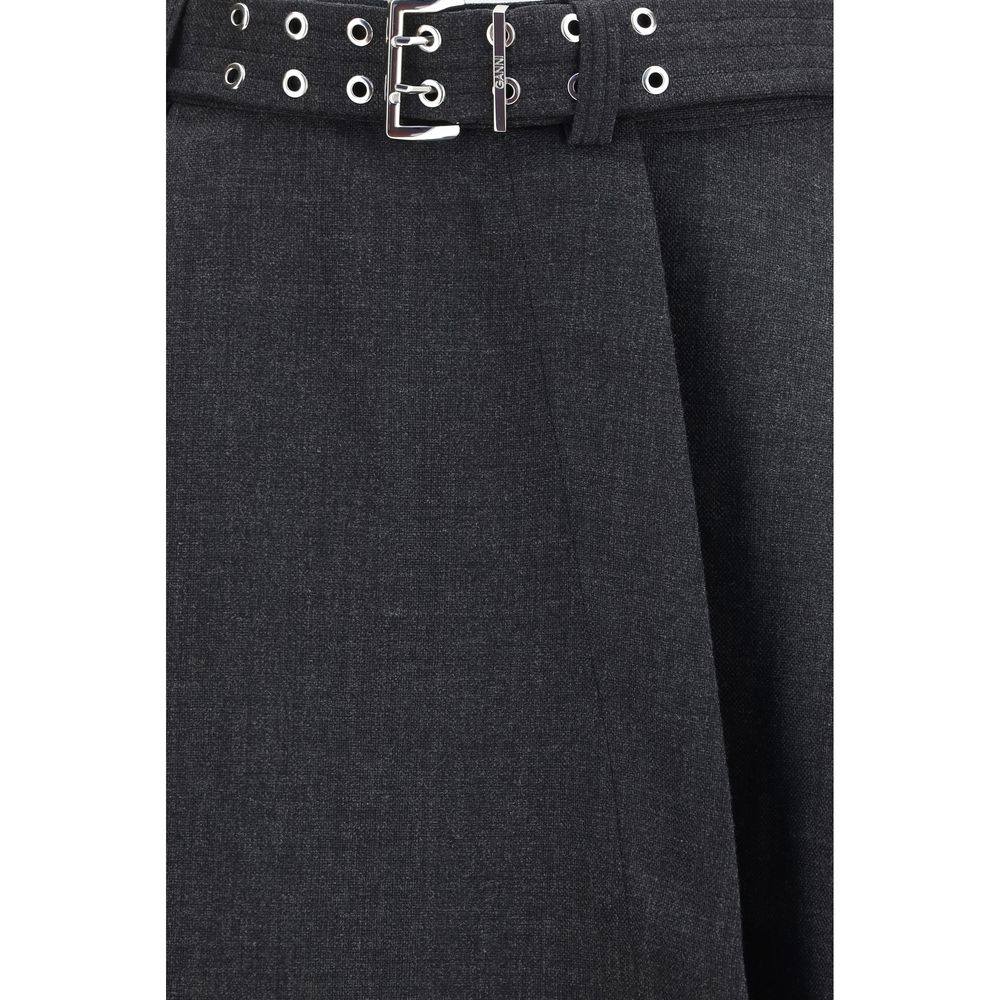 Ganni Gray Recycled Polyester Long Skirt