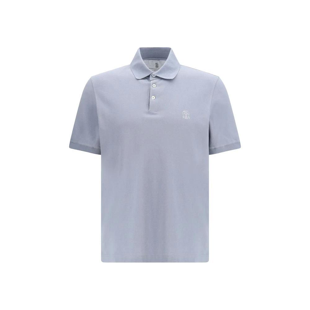 Brunello Cucinelli Blue Cotton Polo Shirt
