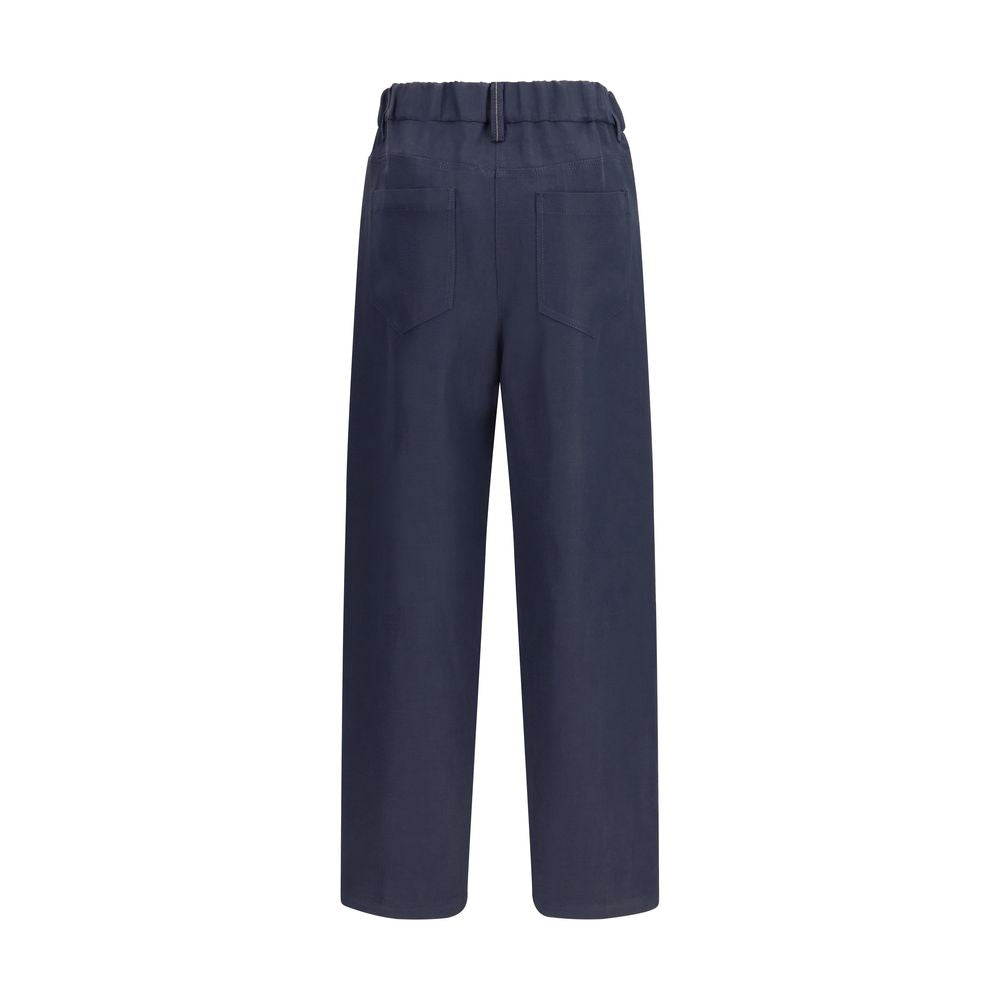 Brunello Cucinelli Blue Viscose Casual Pants