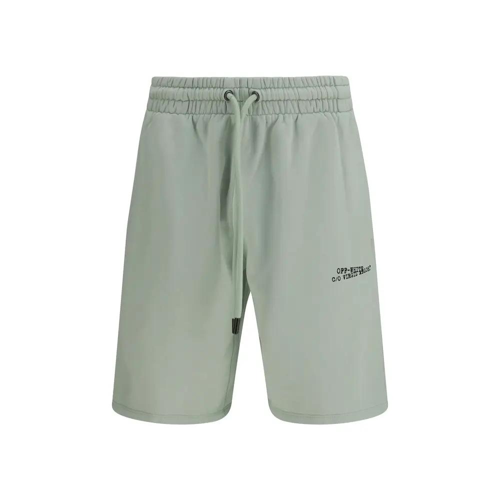 Bermuda bicolore en coton blanc cassé
