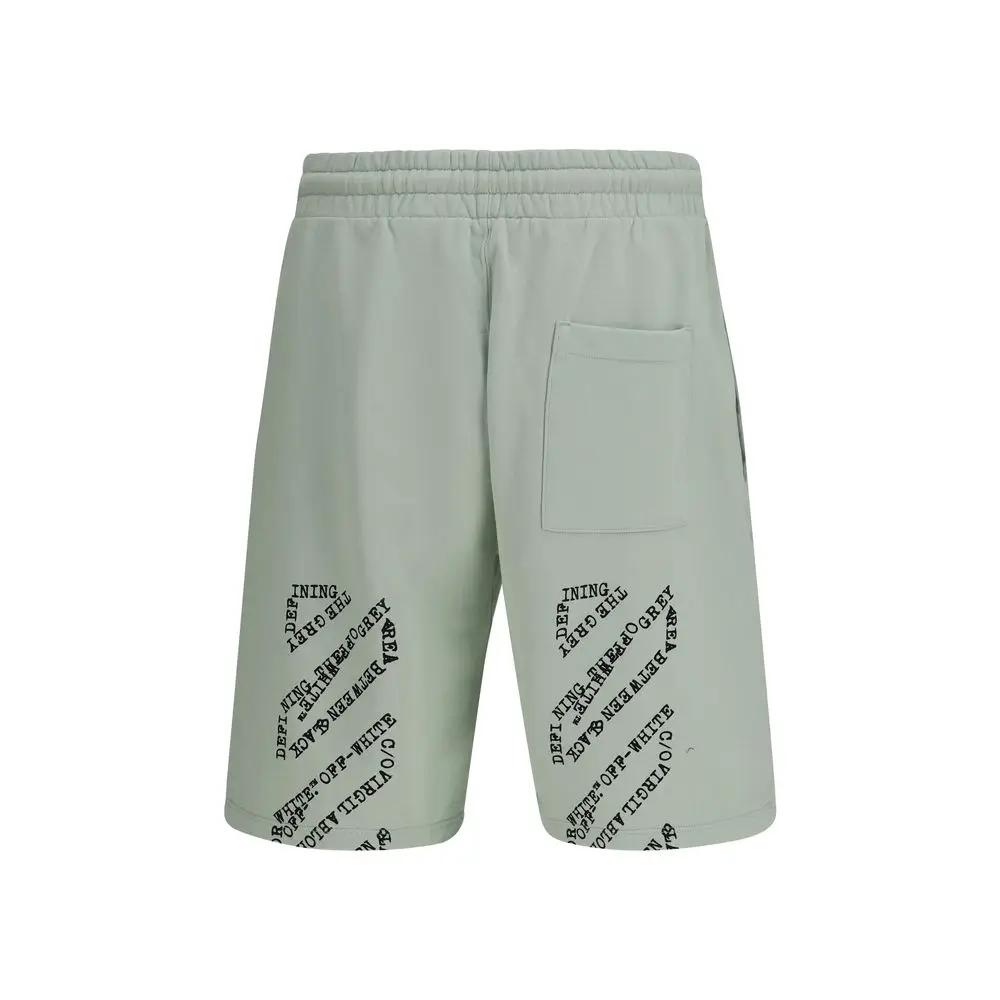 Bermuda bicolore en coton blanc cassé
