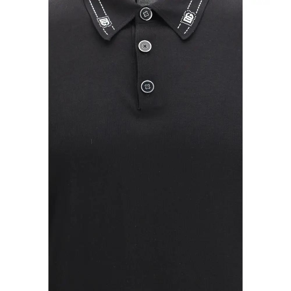 Polo en soie noire Dolce & Gabbana
