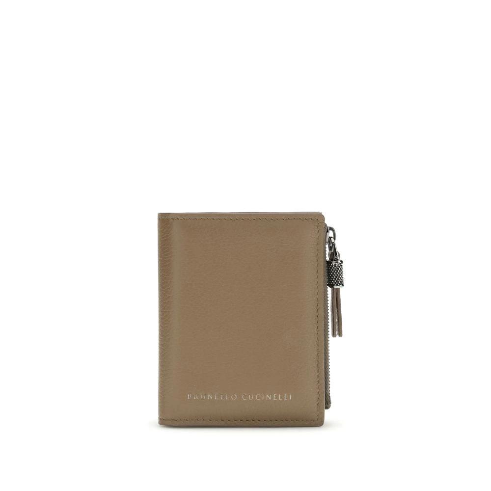 Portefeuille Bos Taurus en cuir de veau beige Brunello Cucinelli