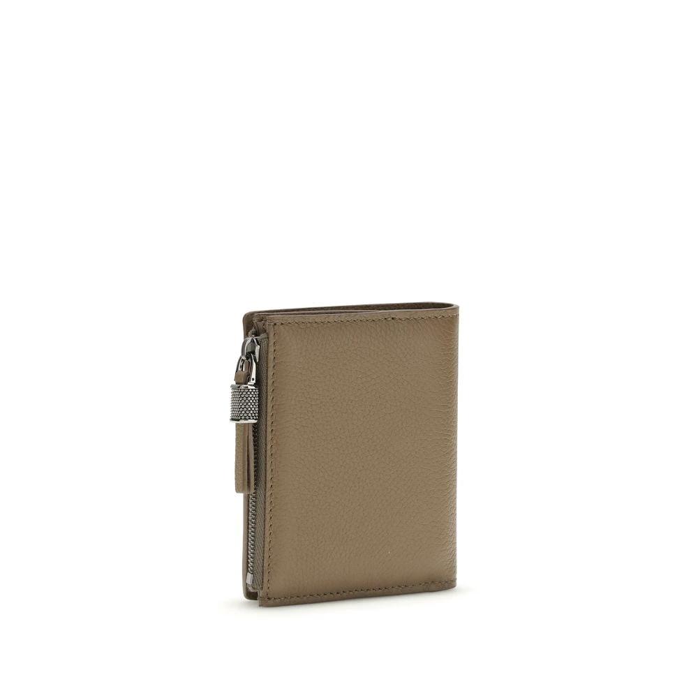 Portefeuille Bos Taurus en cuir de veau beige Brunello Cucinelli