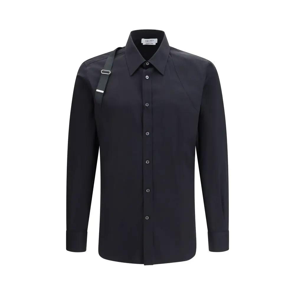 Chemise habillée en coton noir Alexander McQueen