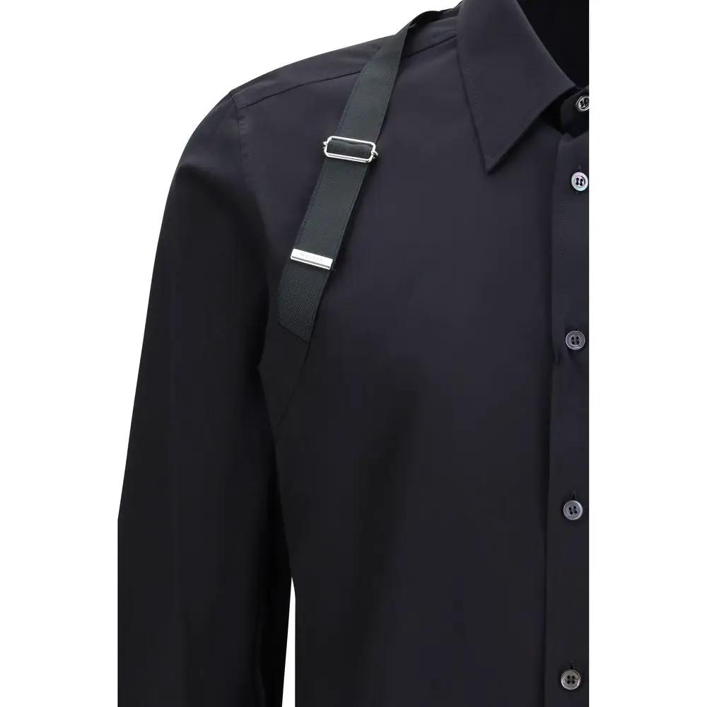 Chemise habillée en coton noir Alexander McQueen