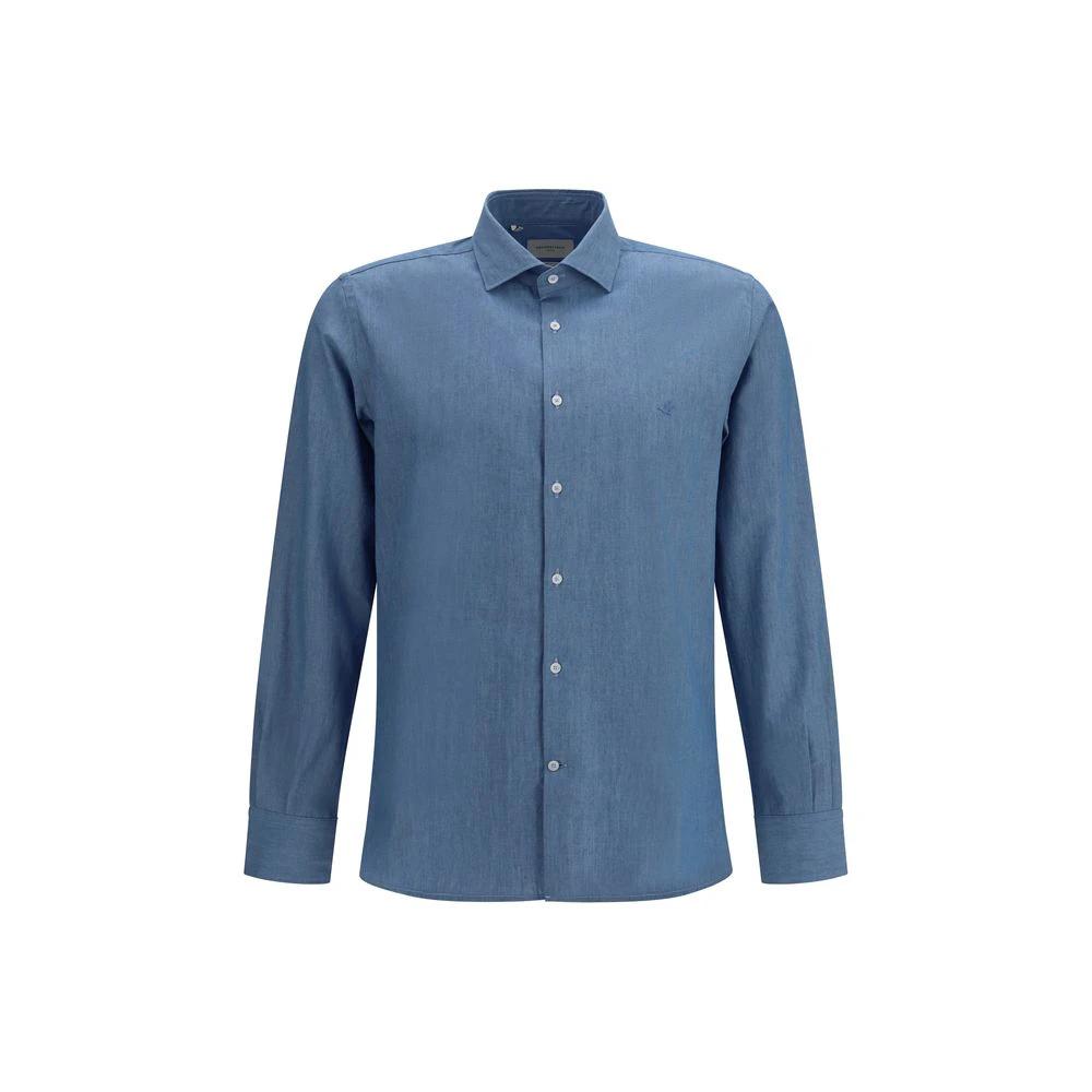Men’s Blue Cotton Shirt – Brooksfield Classic Logo Button-Up SS26