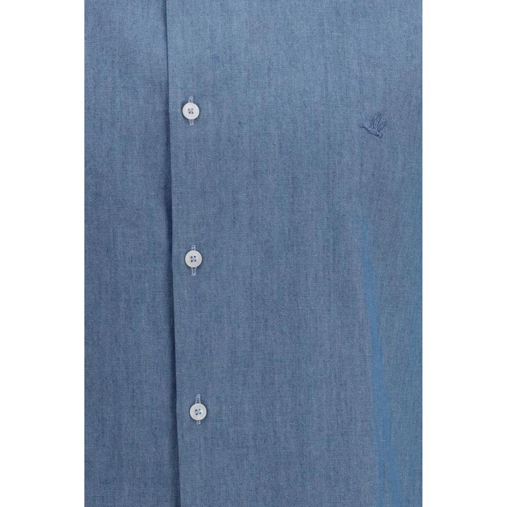 Men’s Blue Cotton Shirt – Brooksfield Classic Logo Button-Up SS26