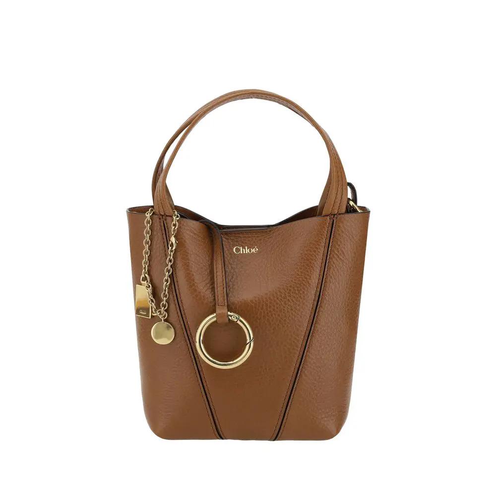 Women’s Brown Leather Shoulder Bag – Chloé Spin Small Calfskin SS26