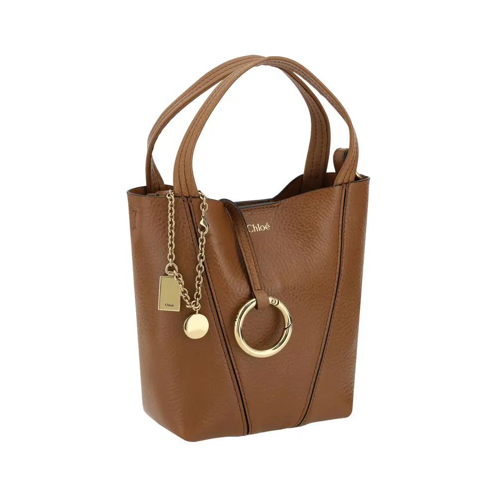 Women’s Brown Leather Shoulder Bag – Chloé Spin Small Calfskin SS26