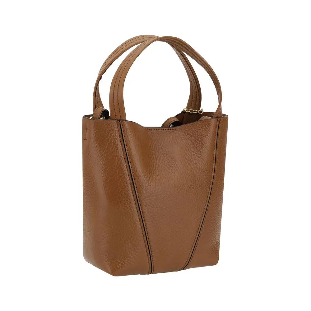 Women’s Brown Leather Shoulder Bag – Chloé Spin Small Calfskin SS26