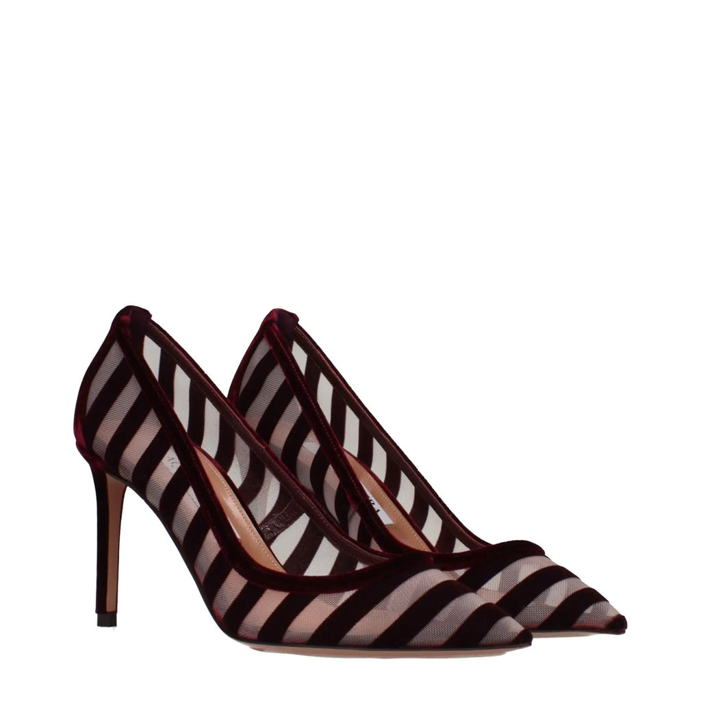 Women’s Transparent Velvet Mid Heel Pumps – Aquazzura Elegant Sheer Shoes