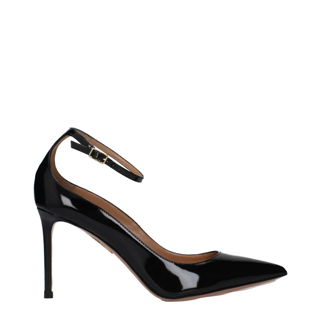 Escarpins noirs en cuir verni à talons hauts pour femme – Chaussures à talon aiguille élégantes Aquazzura