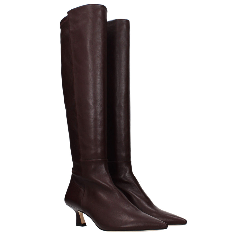 Stuart Weitzman Red Leather High Heel Boots