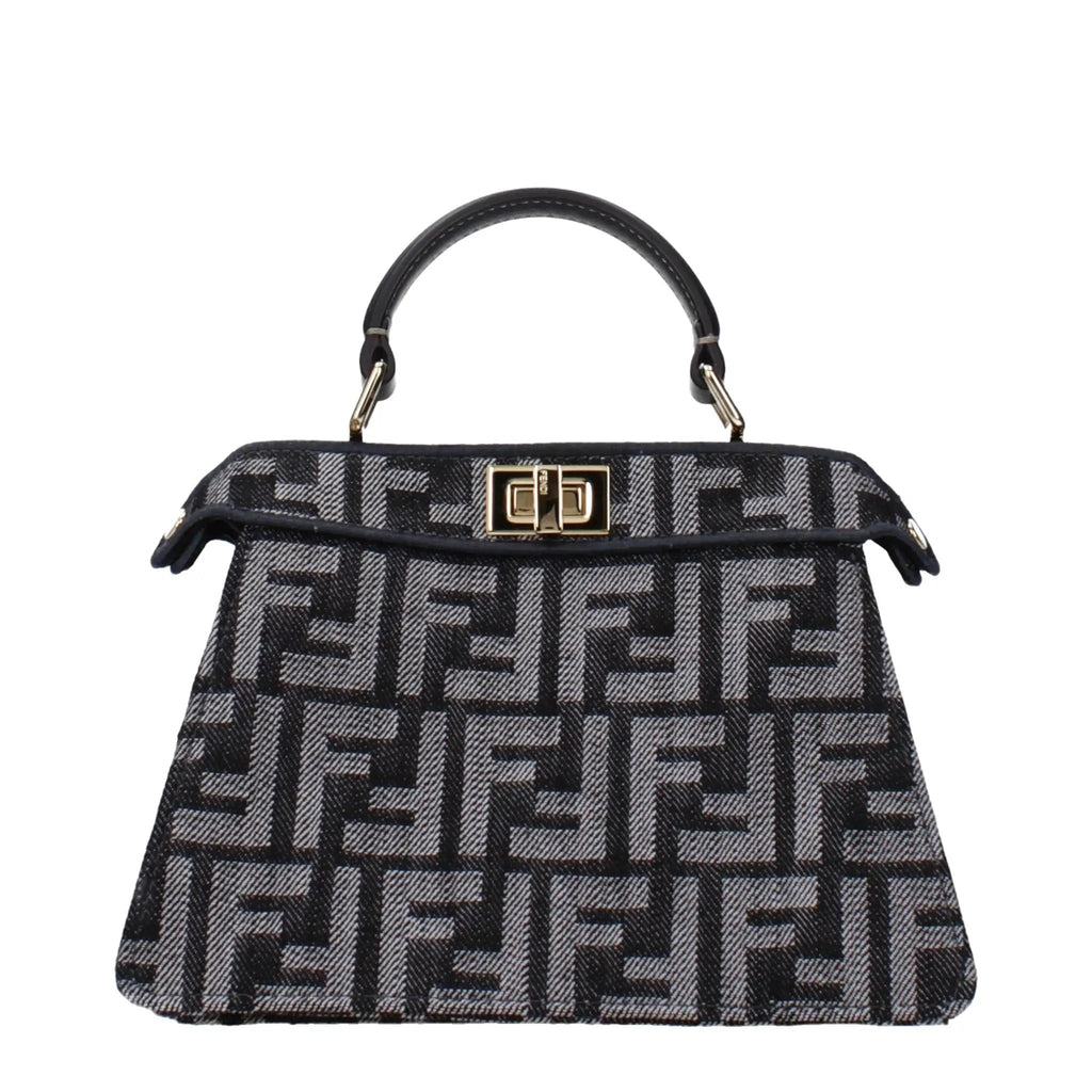 Sac à main pour femme en tissu noir – Sac à bandoulière Fendi Logo