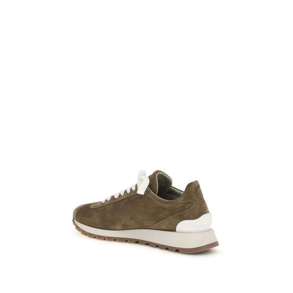 Baskets à plateforme Bos Taurus en cuir de veau marron Brunello Cucinelli