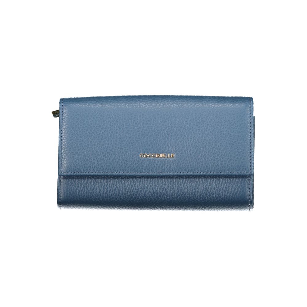 Portefeuille femme en cuir bleu Coccinelle