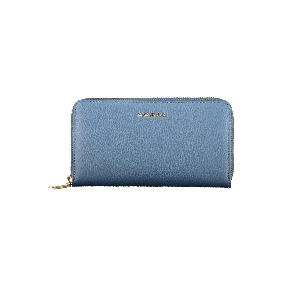 Portefeuille femme en cuir bleu Coccinelle