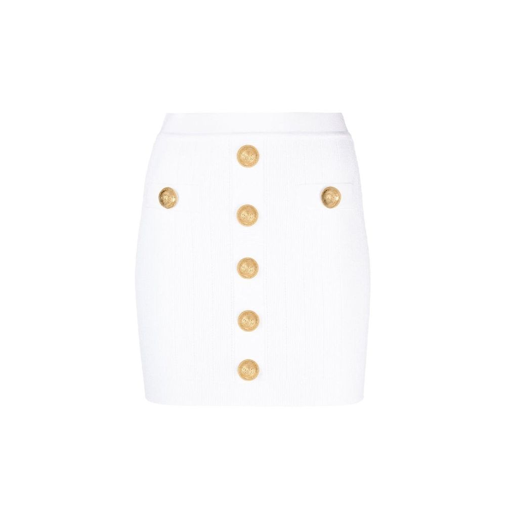 Mini-jupe blanche en polyester Balmain