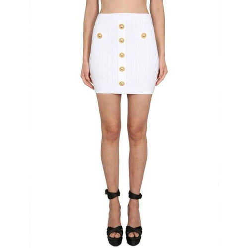 Mini-jupe blanche en polyester Balmain