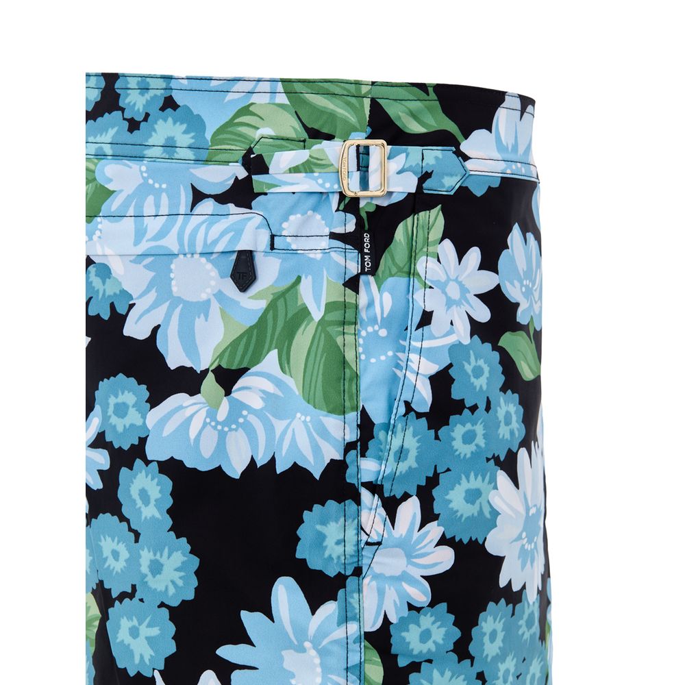 Short de bain bleu en polyamide Tom Ford