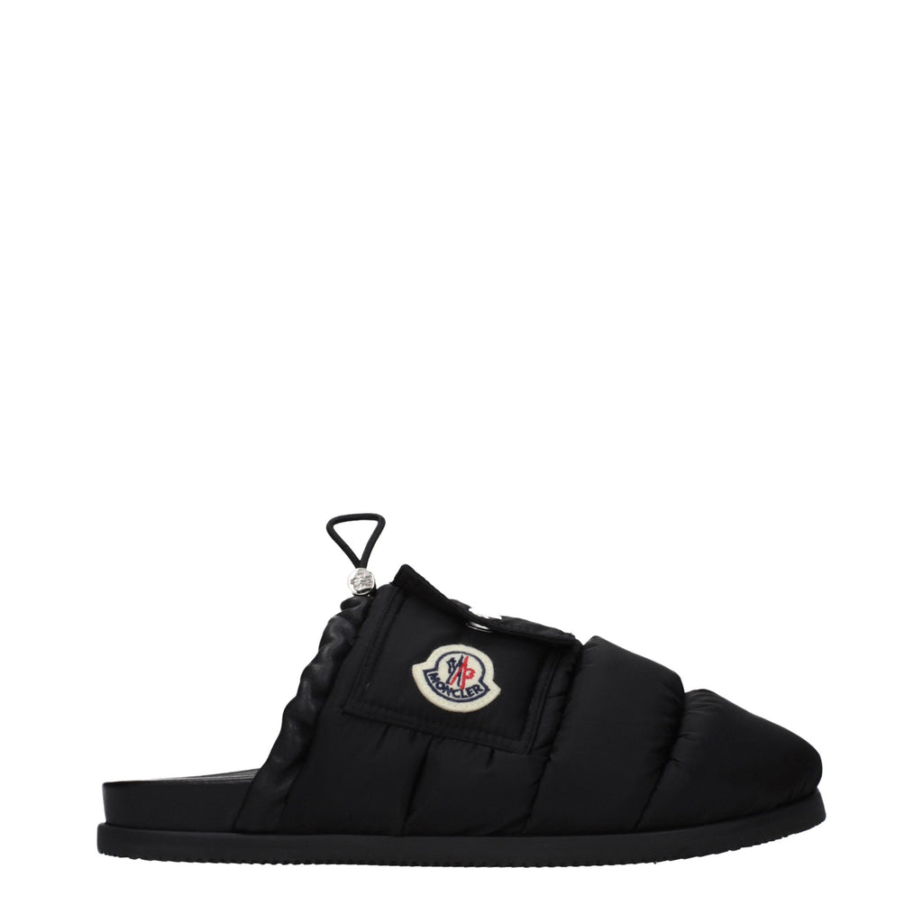 Moncler Black Fabric Slippers