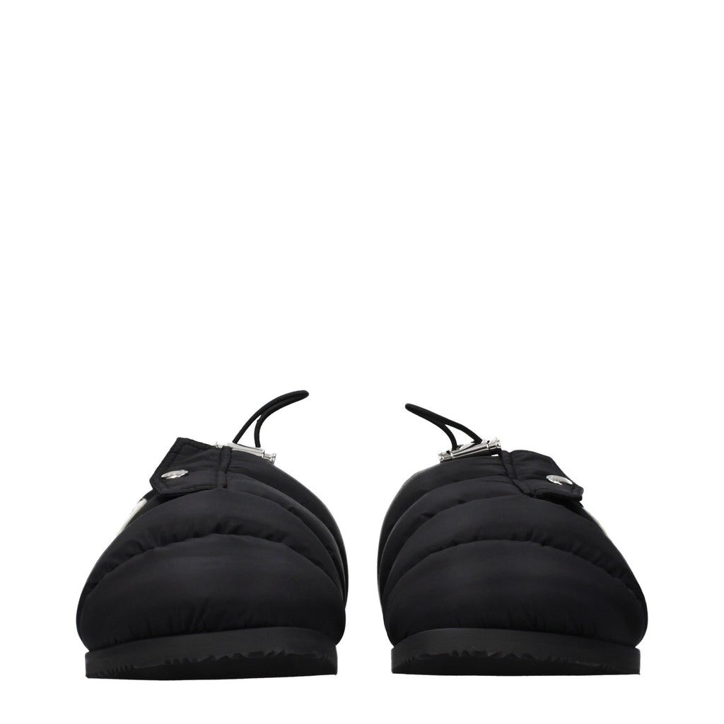 Moncler Black Fabric Slippers
