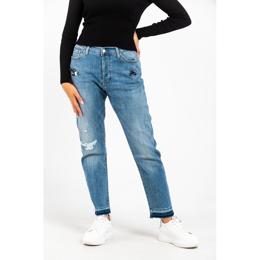 Gas Blue Cotton Boyfriend Jeans