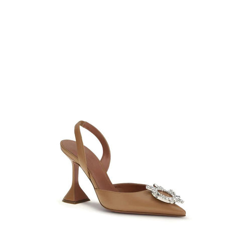 Escarpins à talons hauts Bos Taurus en cuir de veau marron d'Amina Muaddi