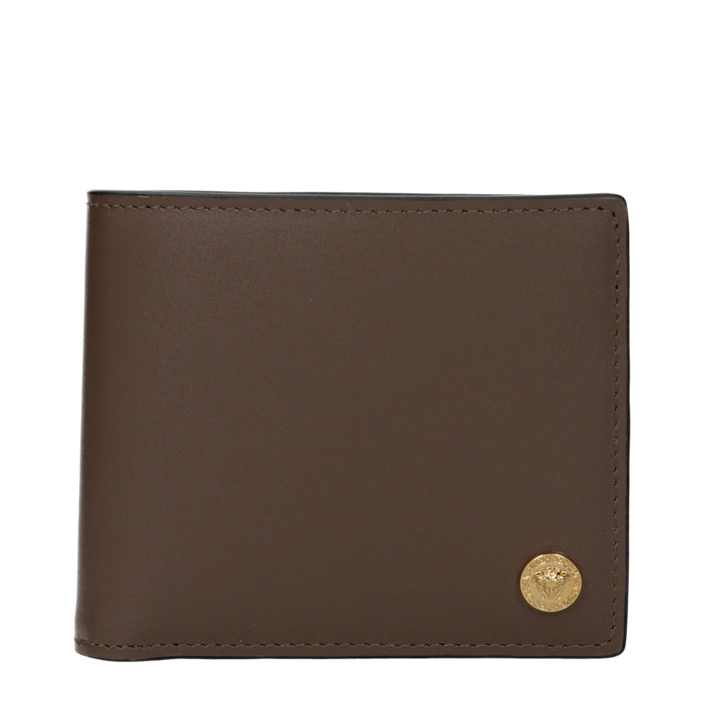 Portefeuille Versace en cuir marron