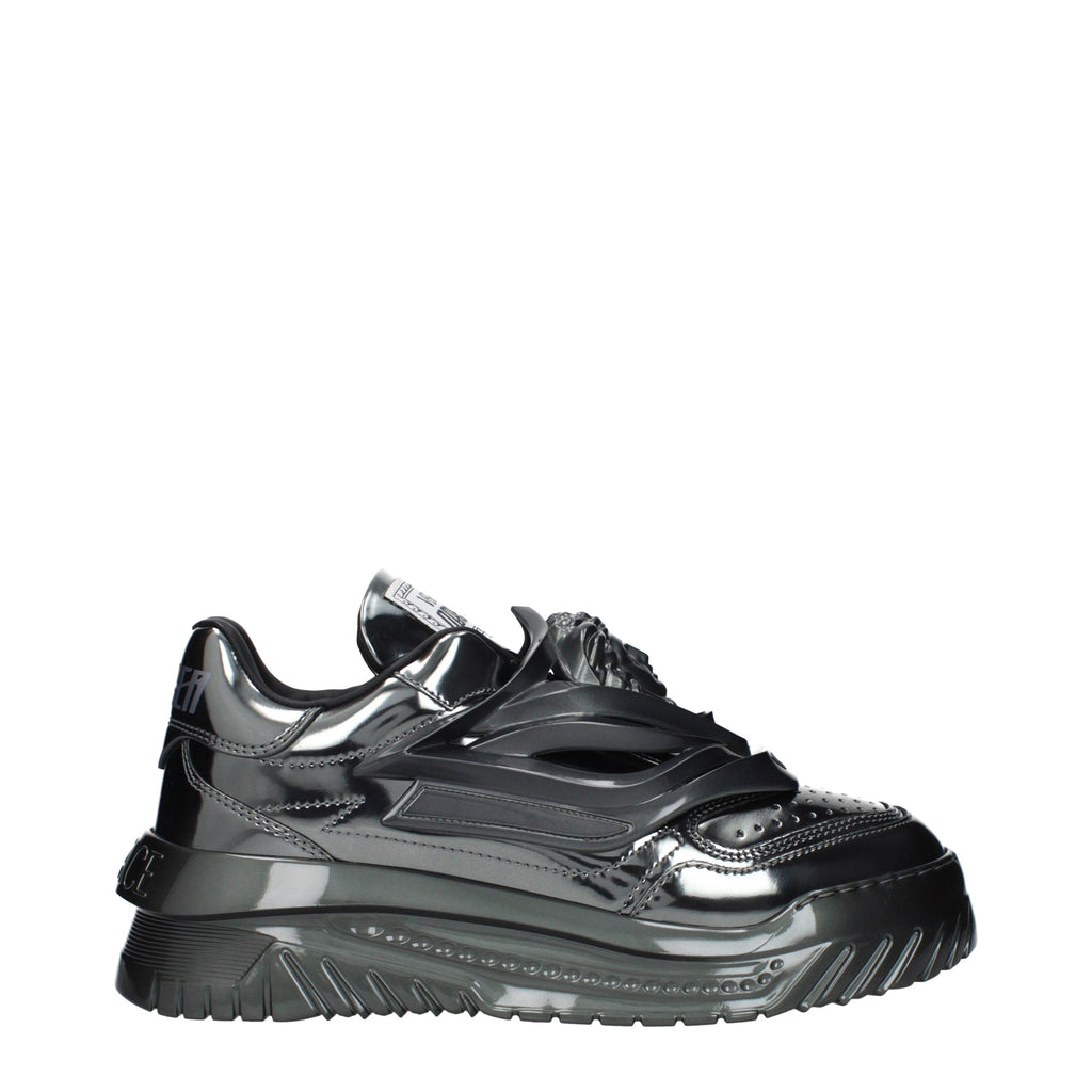 Versace Gray Leather Chunky Sneakers