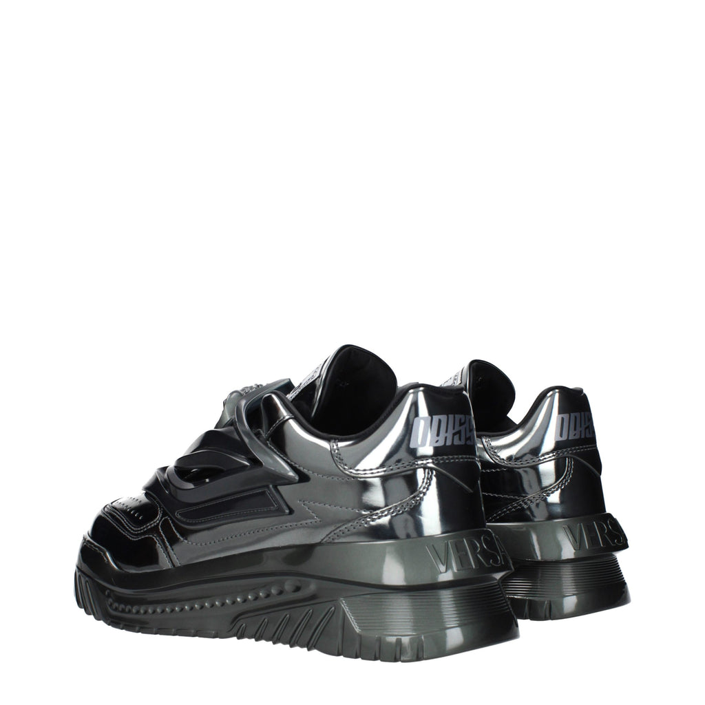 Versace Gray Leather Chunky Sneakers