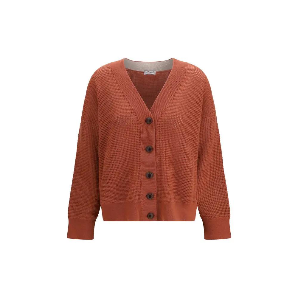 Brunello Cucinelli Cardigan en Cachemire Orange