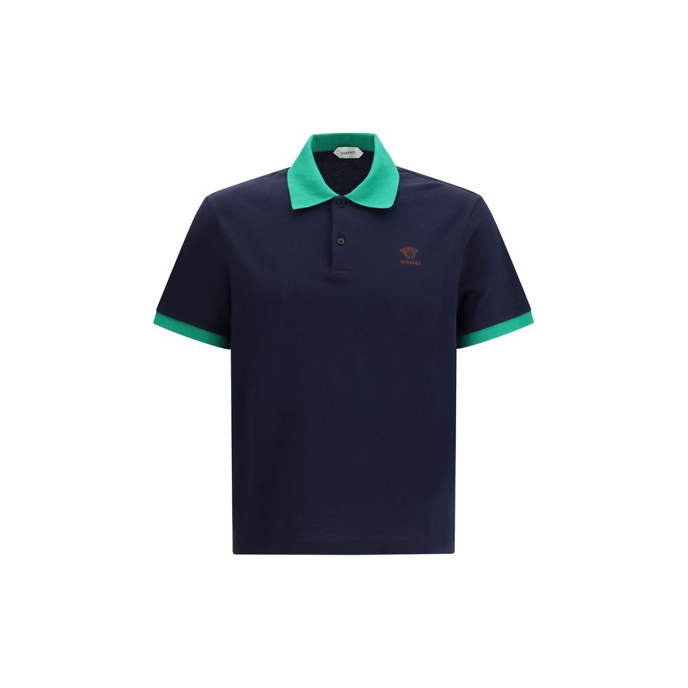 Polo Versace en coton bleu
